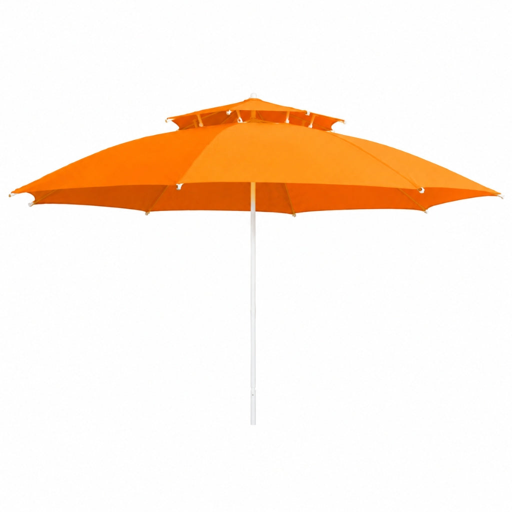 Parasol Extérieur Rond 3 m Double Toit – Hauteur Réglable – Aluminium & Polyester - Orange