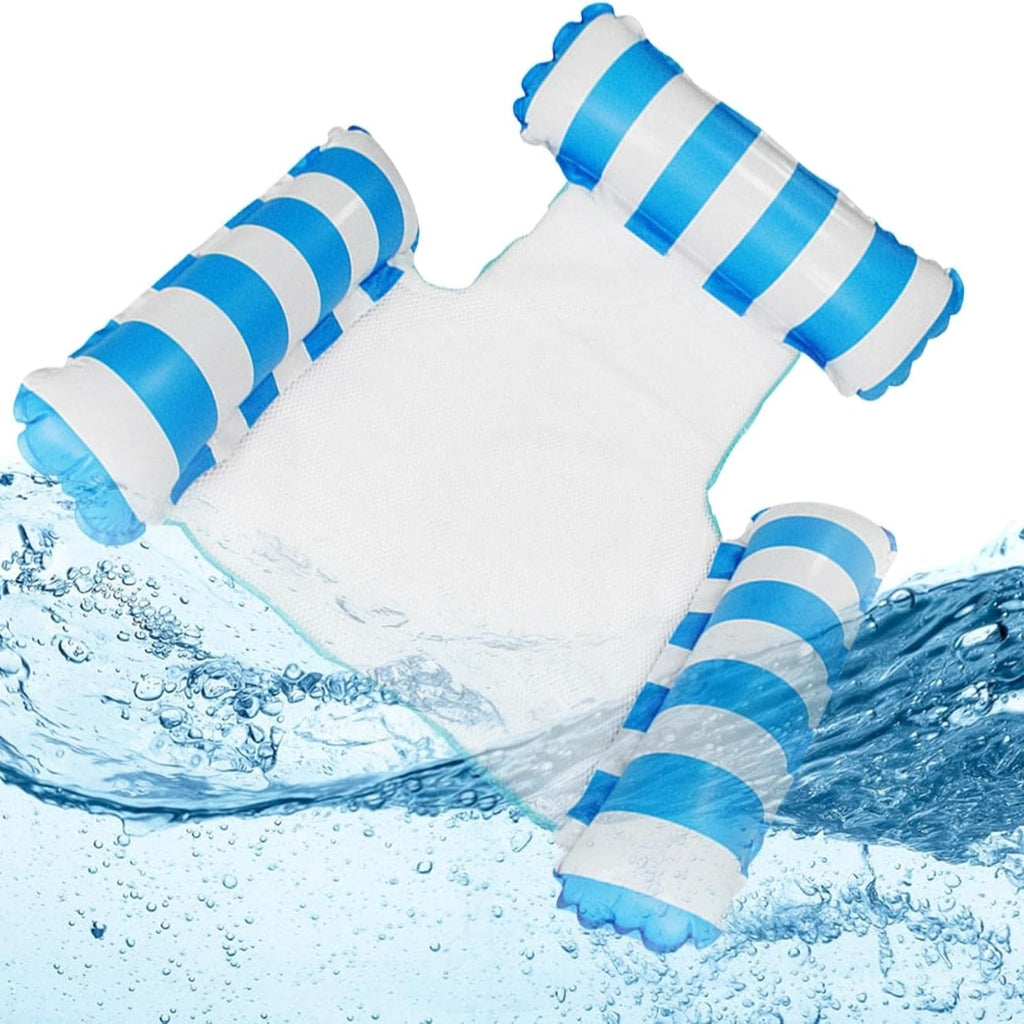 Hamac de Piscine et Plage Gonflable avec Filet – 115 x 105 x 15 cm - Bleu Ciel