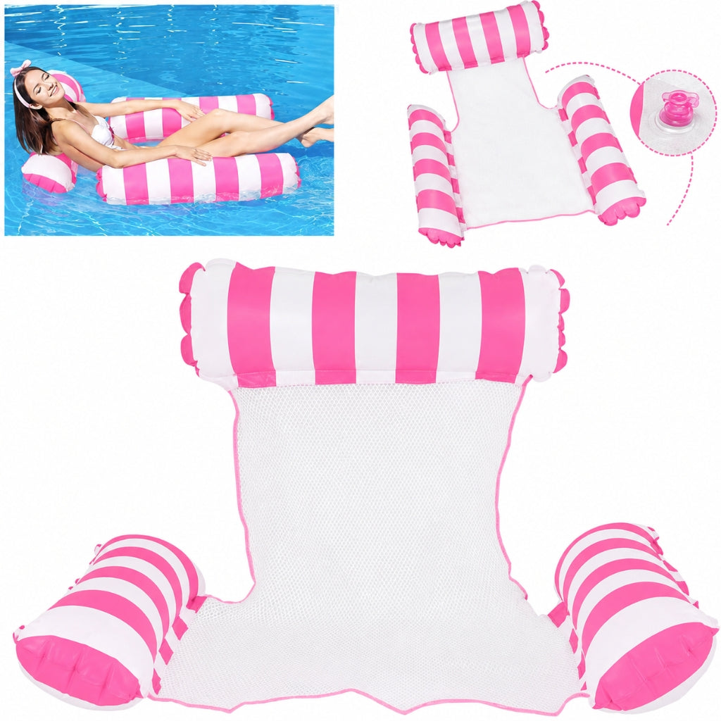 Hamac de Piscine et Plage Gonflable avec Filet – 115 x 105 x 15 cm - Rose