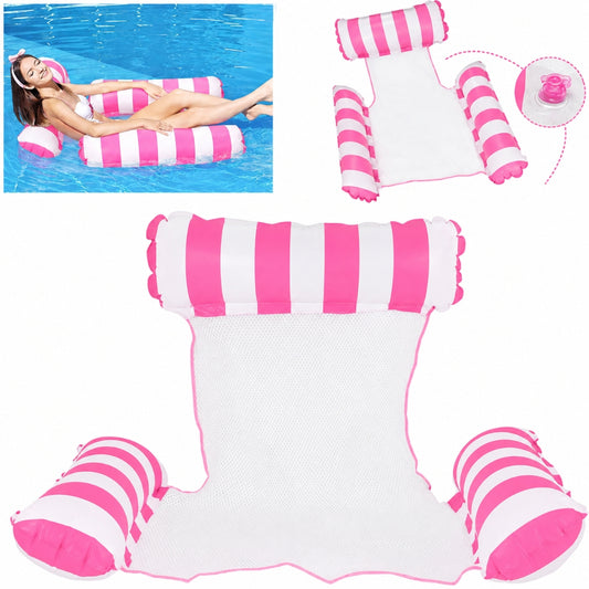 Hamac de Piscine et Plage Gonflable avec Filet – 115 x 105 x 15 cm - Rose