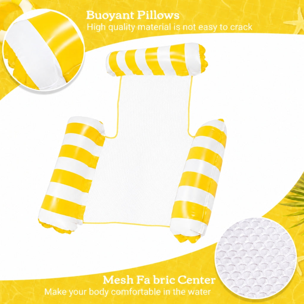 Hamac de Piscine et Plage Gonflable avec Filet – 115 x 105 x 15 cm - Jaune