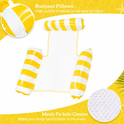 Hamac de Piscine et Plage Gonflable avec Filet – 115 x 105 x 15 cm - Jaune