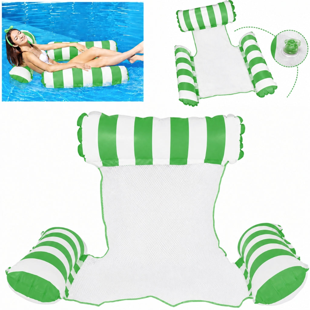 Hamac de Piscine et Plage Gonflable avec Filet – 115 x 105 x 15 cm - Vert