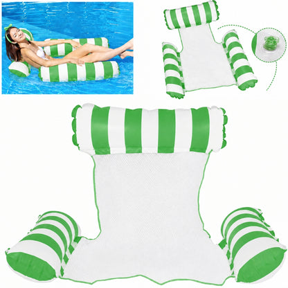 Hamac de Piscine et Plage Gonflable avec Filet – 115 x 105 x 15 cm - Vert