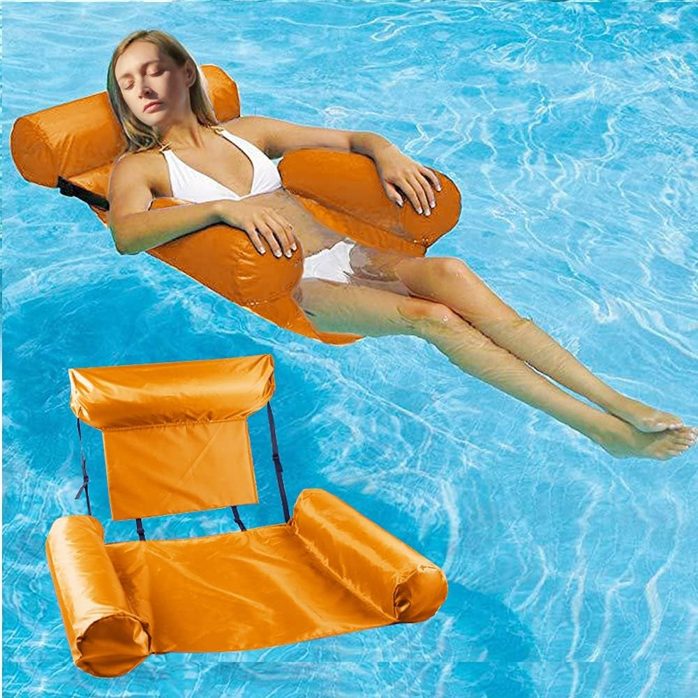 Chaise Gonflable Pliable Pour Piscine et Plage – 120 x 100 cm – Orange