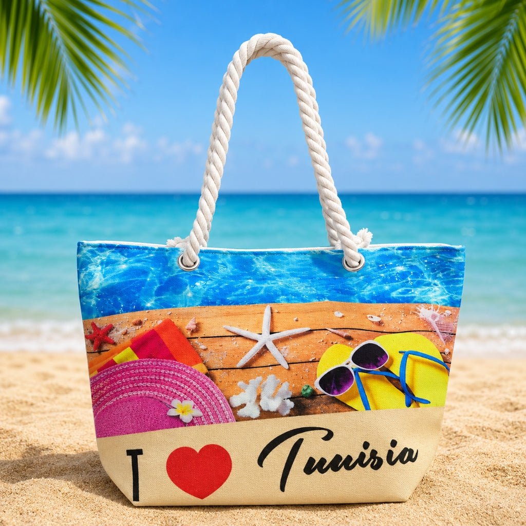 Sac de Plage – Motif Vacances et Bord de Mer 50 x 37 x 14 cm