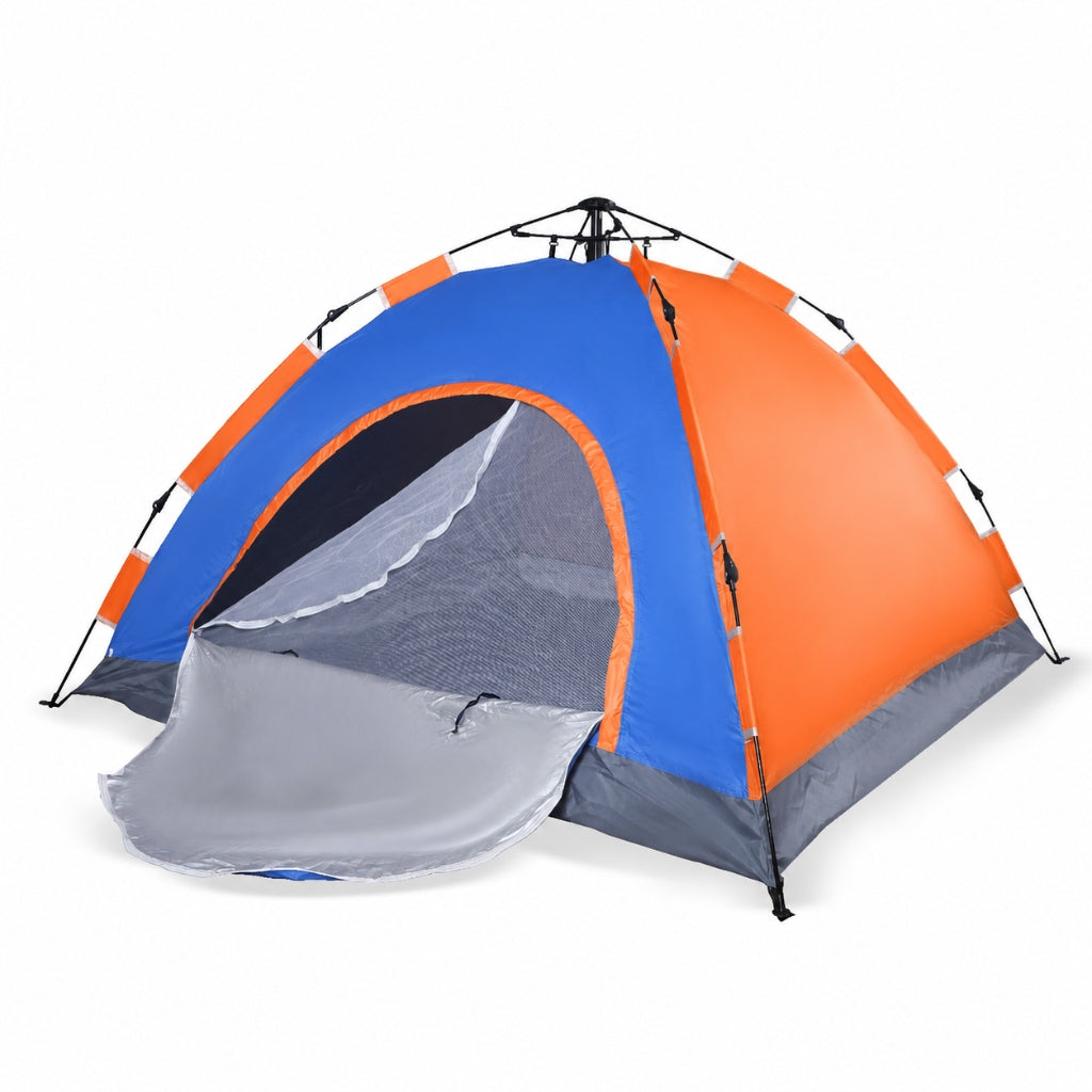 Tente Automatique 4 Places – 2 x 2 x 1,50 m – Tente Portable avec Sac de Transport - Orange & Bleu