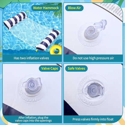 Hamac de Piscine Gonflable 4 en 1 avec Filet – Flotteur Multifonction Pliable – 128 x 68 x 78 cm - Bleu Marine