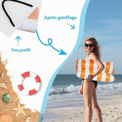 Hamac de Piscine Gonflable 4 en 1 avec Filet – Flotteur Multifonction Pliable – 128 x 68 x 78 cm - Orange