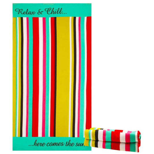 Serviette de Plage Microfibre Rayée – 150 x 70 cm