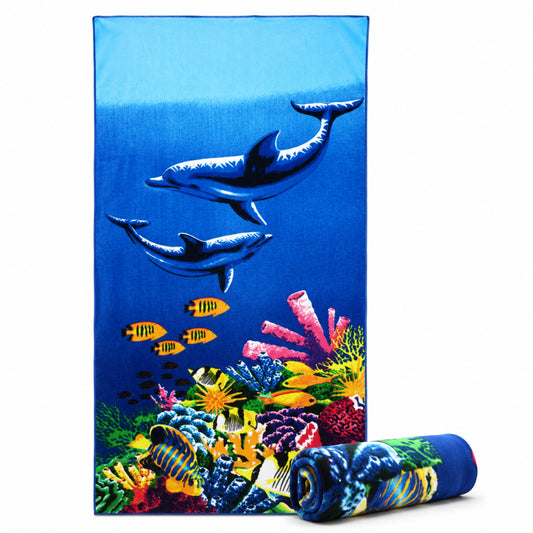 Serviette de Plage Microfibre Design Dauphin – 150 x 70 cm