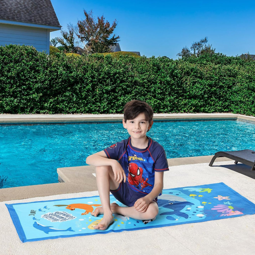 Serviette de Plage Microfibre Design Wander Bleu – 150 x 70 cm