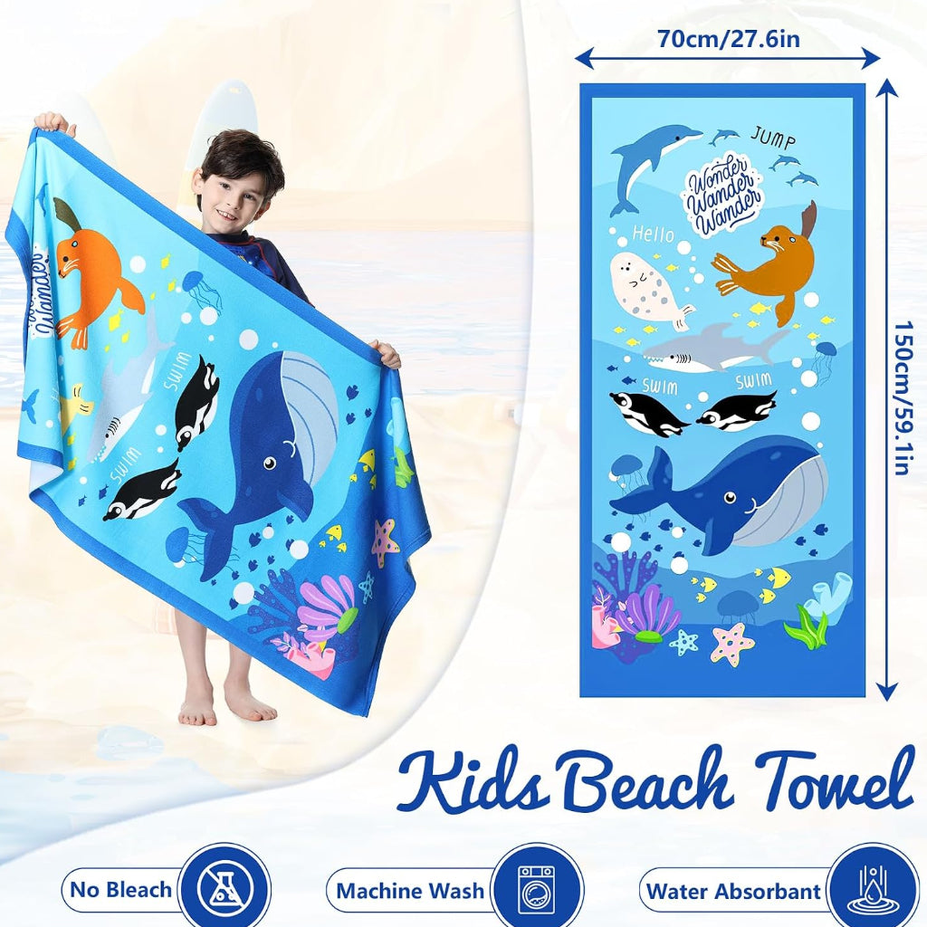 Serviette de Plage Microfibre Design Wander Bleu – 150 x 70 cm