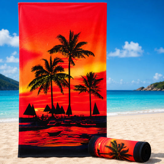 Serviette de Plage Microfibre Design Palmiers – 150 x 70 cm
