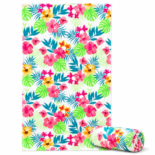 Serviette de Plage Microfibre Design Fleurie – 150 x 70 cm