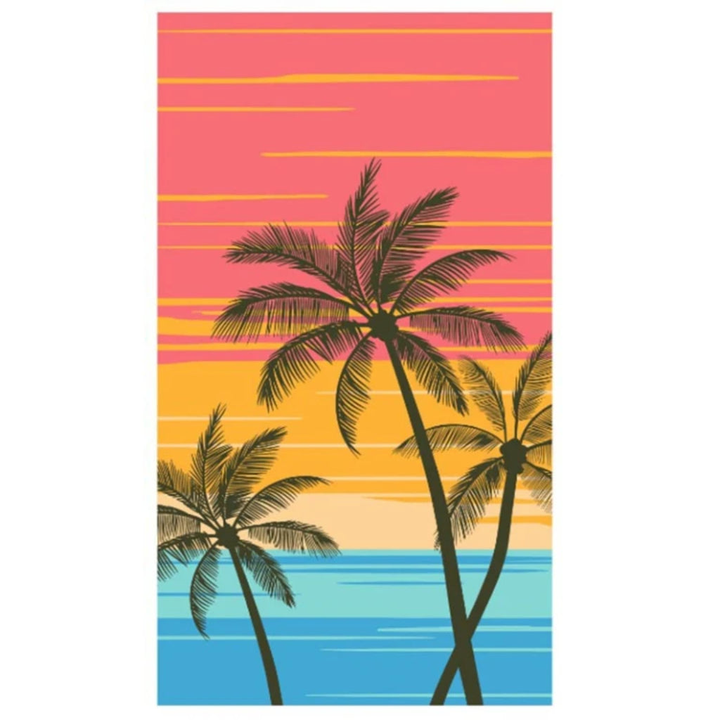 Serviette de Plage Microfibre Design Plage et Palmiers – 150 x 70 cm