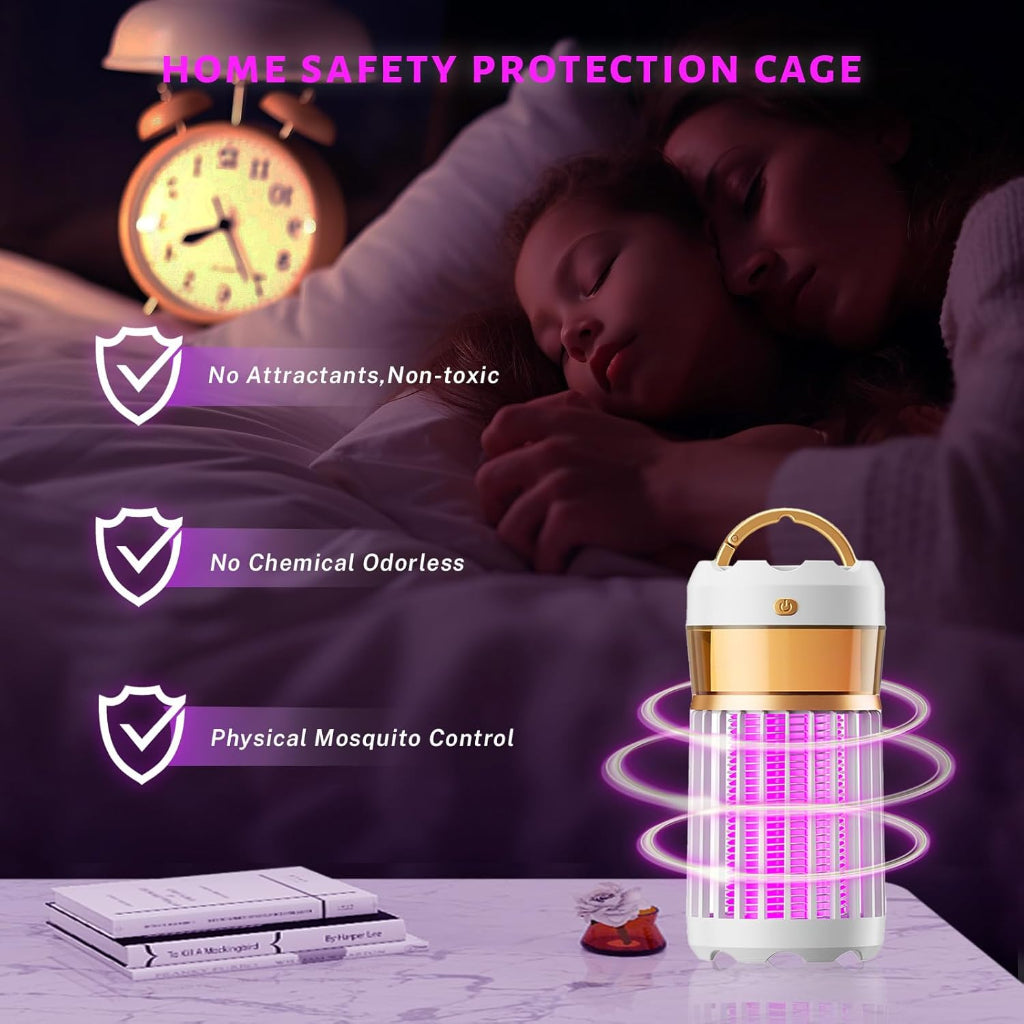 Lampe Anti-Moustique Ultrason Rechargeable USB – Tue-Mouche Électrique 2000V - Blanc