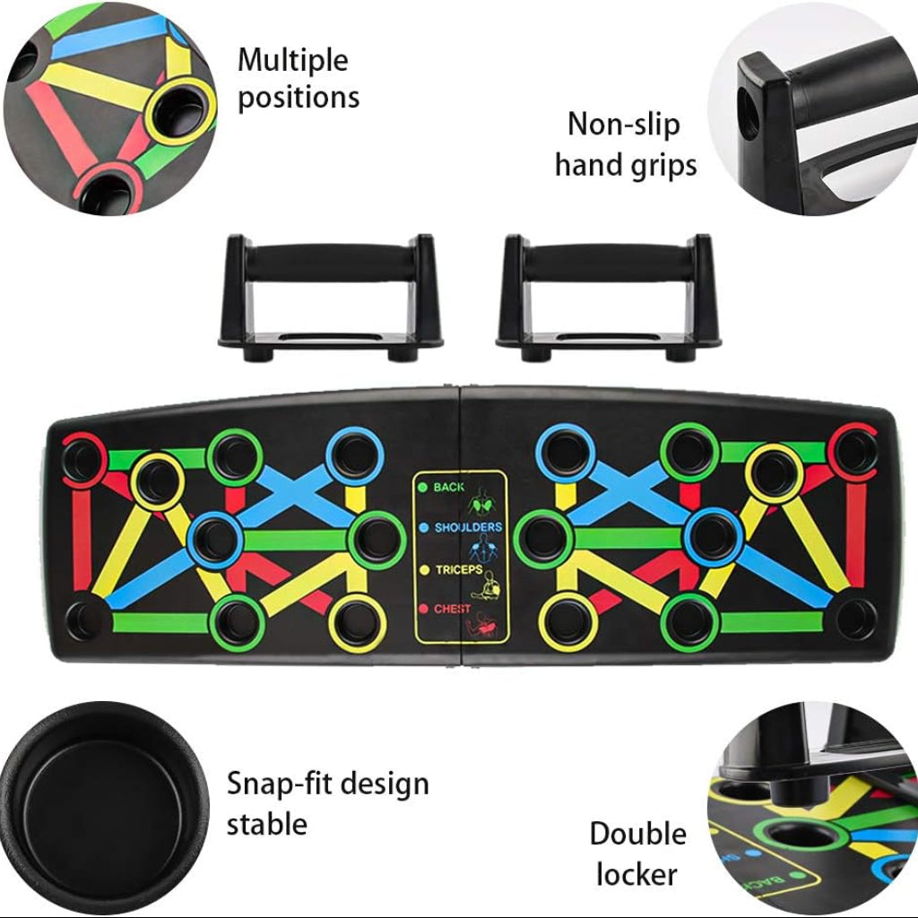 Planche de Pompes Multifonction Pliable  – Push Up Board Fitness Musculation – Jusqu’à 100 kg – 62 x 18 cm