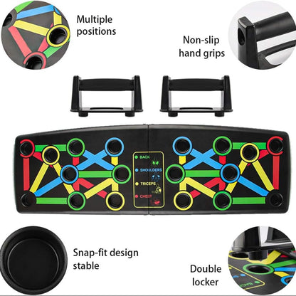 Planche de Pompes Multifonction Pliable  – Push Up Board Fitness Musculation – Jusqu’à 100 kg – 62 x 18 cm