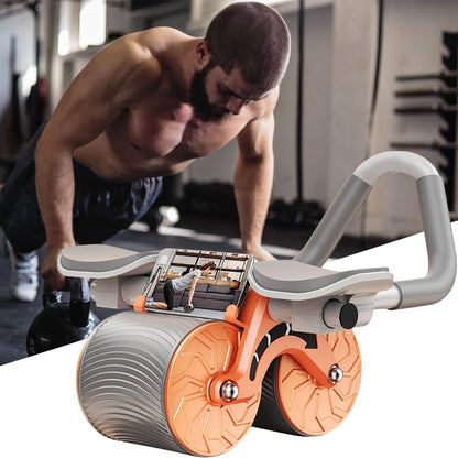 Roue Abdominale Intelligente avec Minuteur Intégré – Support Téléphone & Tapis Genoux Inclus - Orange