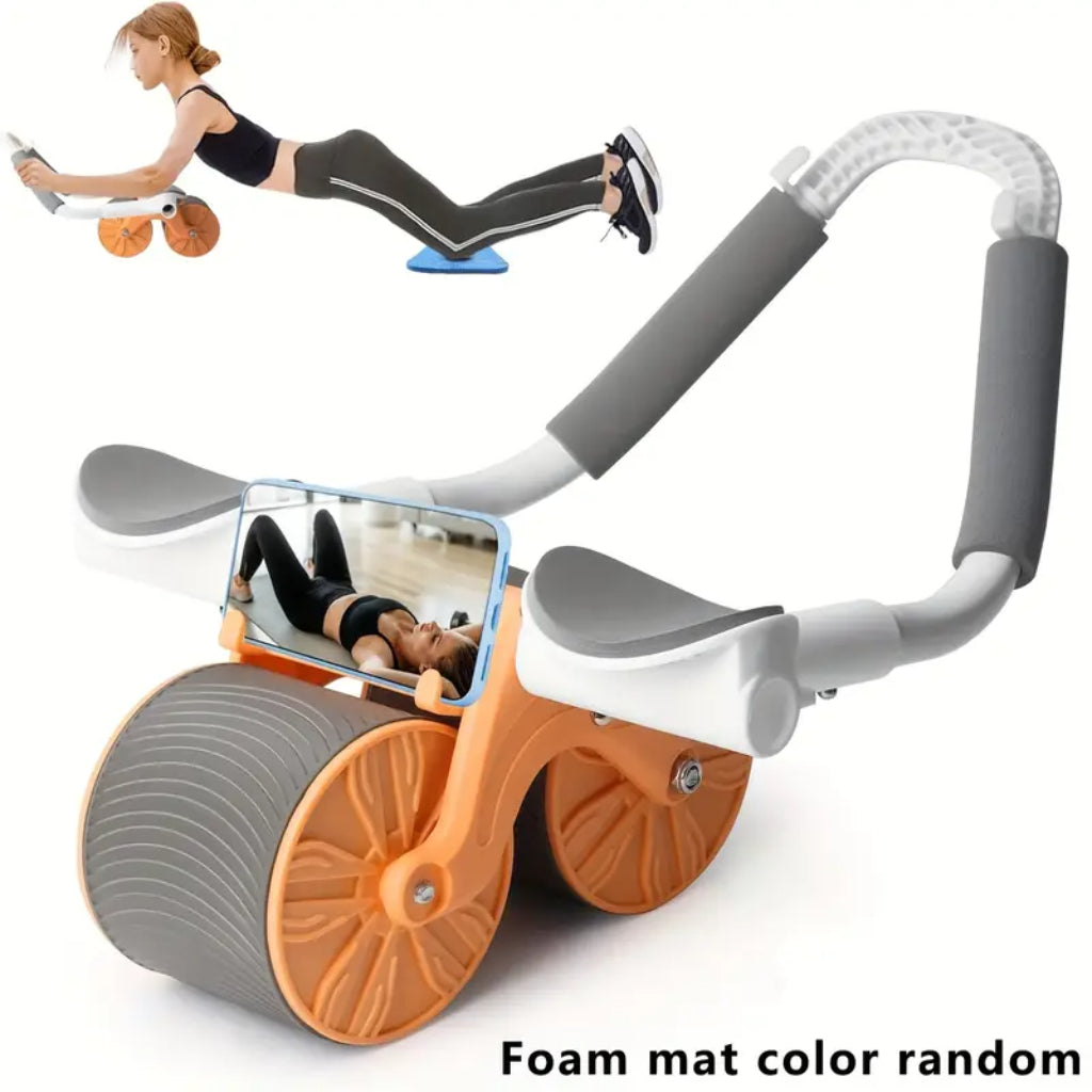 Roue Abdominale Intelligente avec Minuteur Intégré – Support Téléphone & Tapis Genoux Inclus - Orange