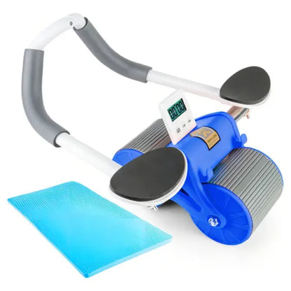 Roue Abdominale Intelligente avec Minuteur Intégré – Support Téléphone & Tapis Genoux Inclus - Bleu