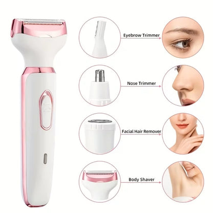 Rasoir Électrique Multifonction Rechargeable Portable 4-en-1 pour Femme