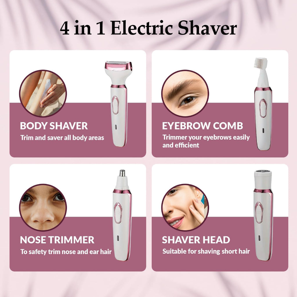 Rasoir Électrique Multifonction Rechargeable Portable 4-en-1 pour Femme