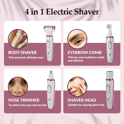 Rasoir Électrique Multifonction Rechargeable Portable 4-en-1 pour Femme