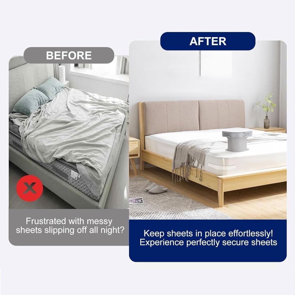 Kit 4 Supports de Drap-Housse Antidérapants – Clips de Fixation pour Coins de Lit - Gris