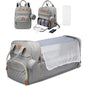 Sac à Dos de Maternité Multifonction avec Lit Pliable – Grande Capacité, USB & Poches Isothermes - Gris