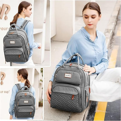 Sac à Dos de Maternité Multifonction avec Lit Pliable – Grande Capacité, USB & Poches Isothermes - Gris Charbon