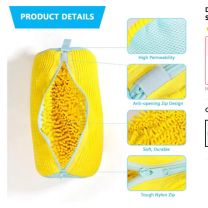 Sac de Lavage Chaussures Microfibre Réutilisable 19 × 39 cm