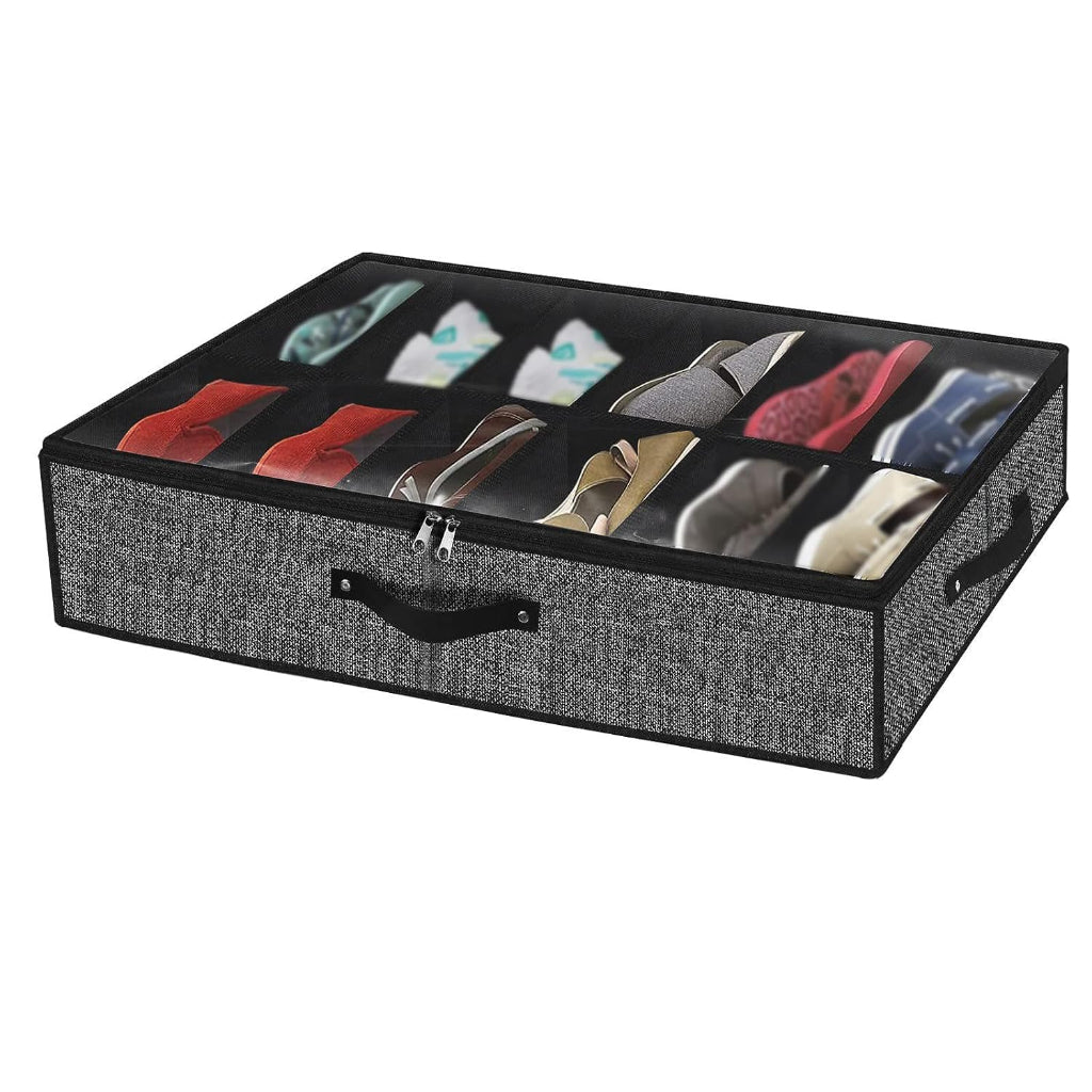 Organiseur de Chaussures Sous Lit 12 Paires – Boîte de Rangement avec Couvercle Transparent 75 × 60 × 15 cm