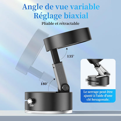 Support Magnétique Pliable à Ventouse Haute Élasticité pour Téléphone – Rotation Flexible et Fixation Stable - Noir