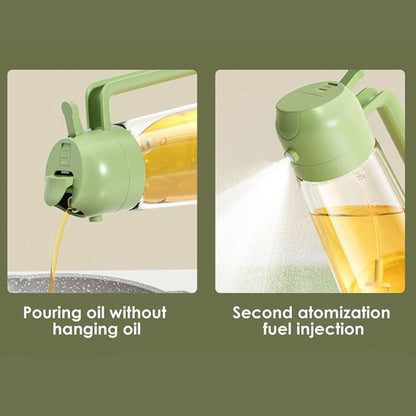 Vaporisateur et Distributeur d’Huile 2 en 1 en Verre 470 ml – Bouteille Spray pour Cuisine – Vert