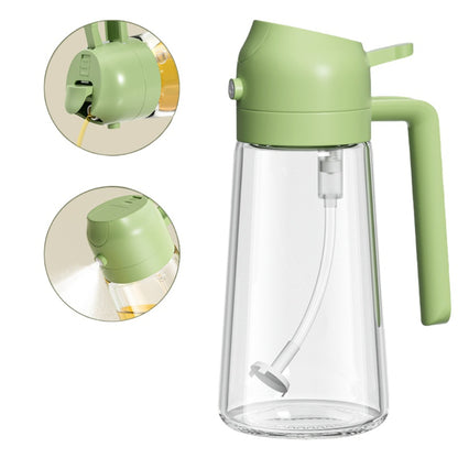 Vaporisateur et Distributeur d’Huile 2 en 1 en Verre 470 ml – Bouteille Spray pour Cuisine – Vert