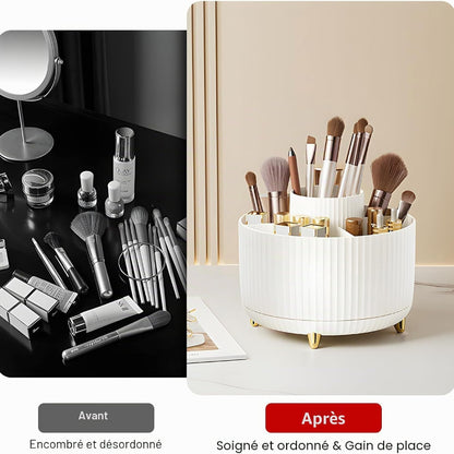 Organisateur de Maquillage Rotatif 360° –  5 Compartiments – Blanc