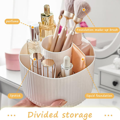 Organisateur de Maquillage Rotatif 360° –  5 Compartiments – Blanc