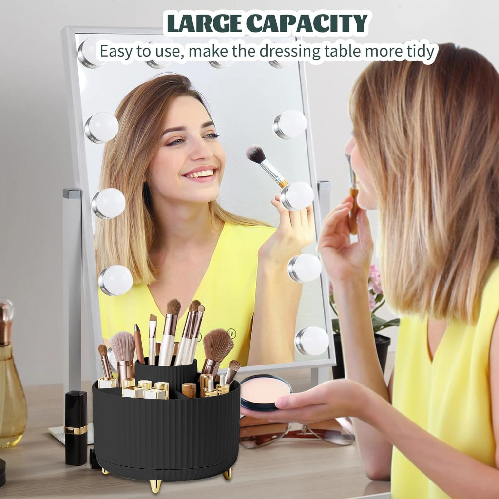 Organisateur de Maquillage Rotatif 360° –  5 Compartiments – Noir
