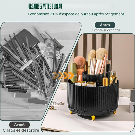 Organisateur de Maquillage Rotatif 360° –  5 Compartiments – Noir