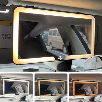 Miroir de Maquillage Voiture LED avec Fixation Pare-Soleil – Universel, Rechargeable - Tactile