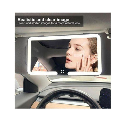 Miroir de Maquillage Voiture LED avec Fixation Pare-Soleil – Universel, Rechargeable - Tactile