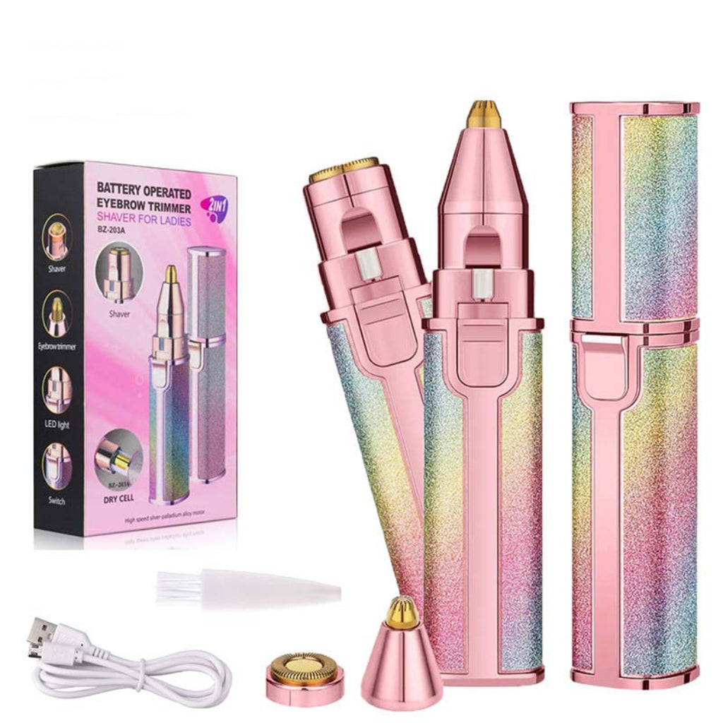 Épilateur Électrique 2-en-1 pour Sourcils et Visage Rechargeable USB