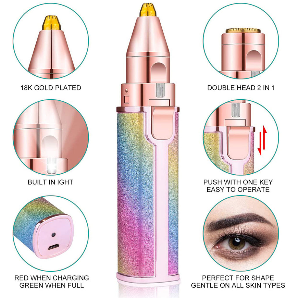 Épilateur Électrique 2-en-1 pour Sourcils et Visage Rechargeable USB