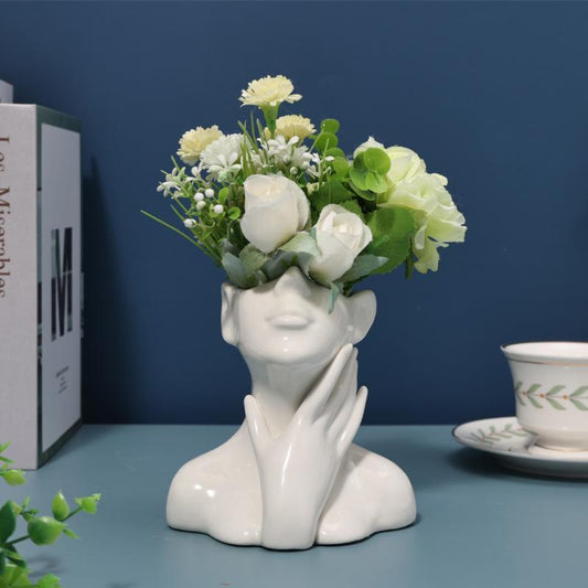 Vase Organisateur Design Visage Moderne – Blanc