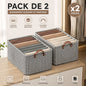 Pack de 2 Paniers de Rangement Pliables Noir et Blanc 47 × 28 × 19 cm – Paniers à Linge Multifonctions