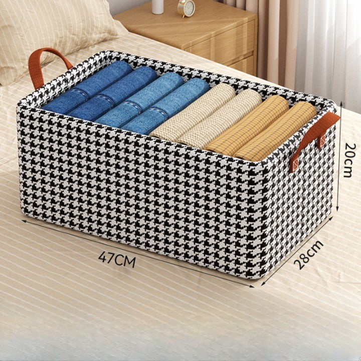 Pack de 4 Paniers de Rangement Pliables Noir et Blanc 47 × 28 × 19 cm – Paniers à Linge Multifonctions
