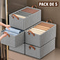 Pack de 5 Paniers de Rangement Pliables Noir et Blanc 47 × 28 × 19 cm – Paniers à Linge Multifonctions