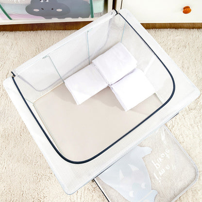 Pack de 3 Boîtes de Rangement Pliables 66 L66 L 50 x40 x 33cm – Motif Hippopotame Imprimé – Double Fermeture